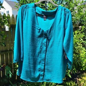 Teal Button Down Blouse